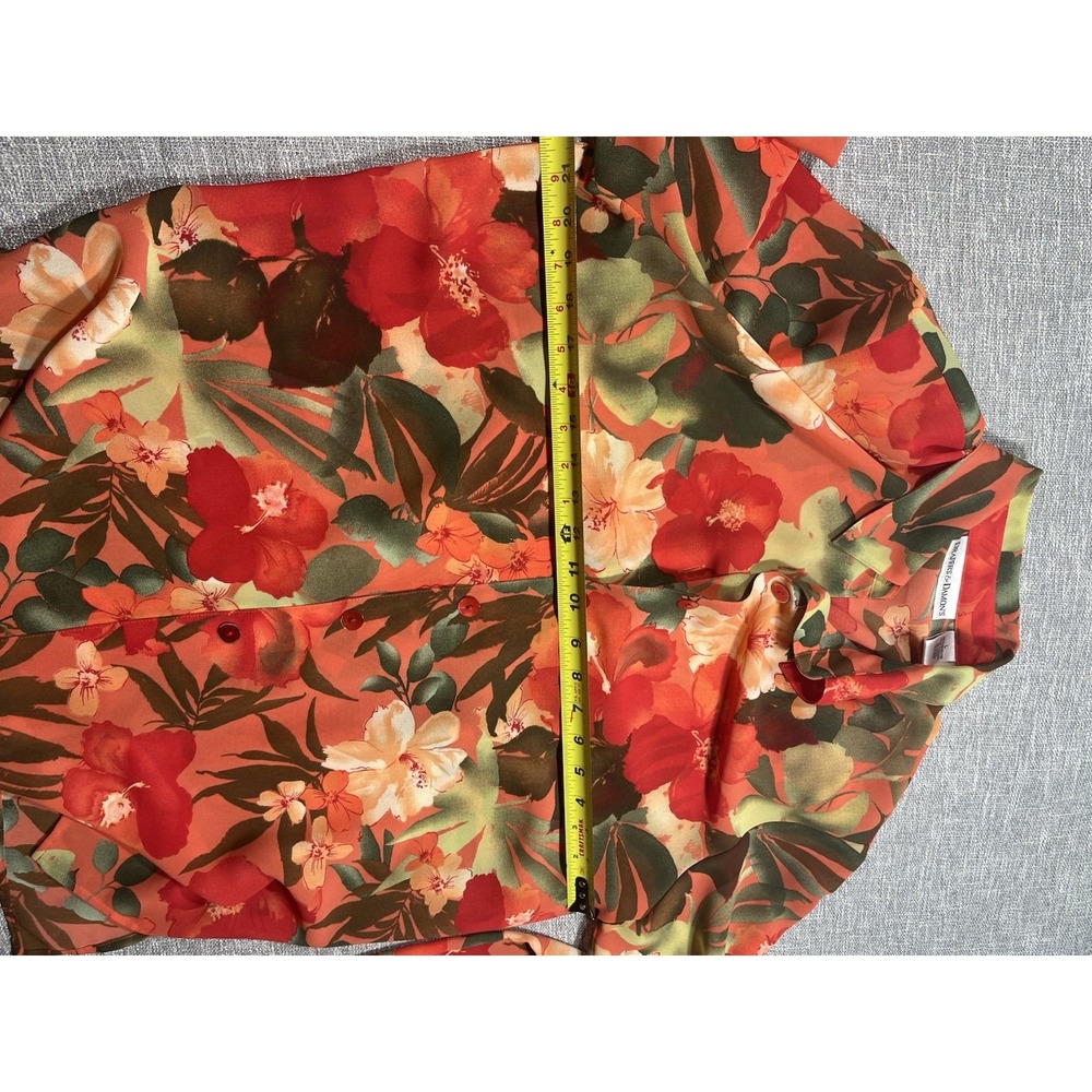 Drapers & Damon's Women's L Multicolor Floral Chiffon Collared Button-Up Blouse - Picture 5 of 9